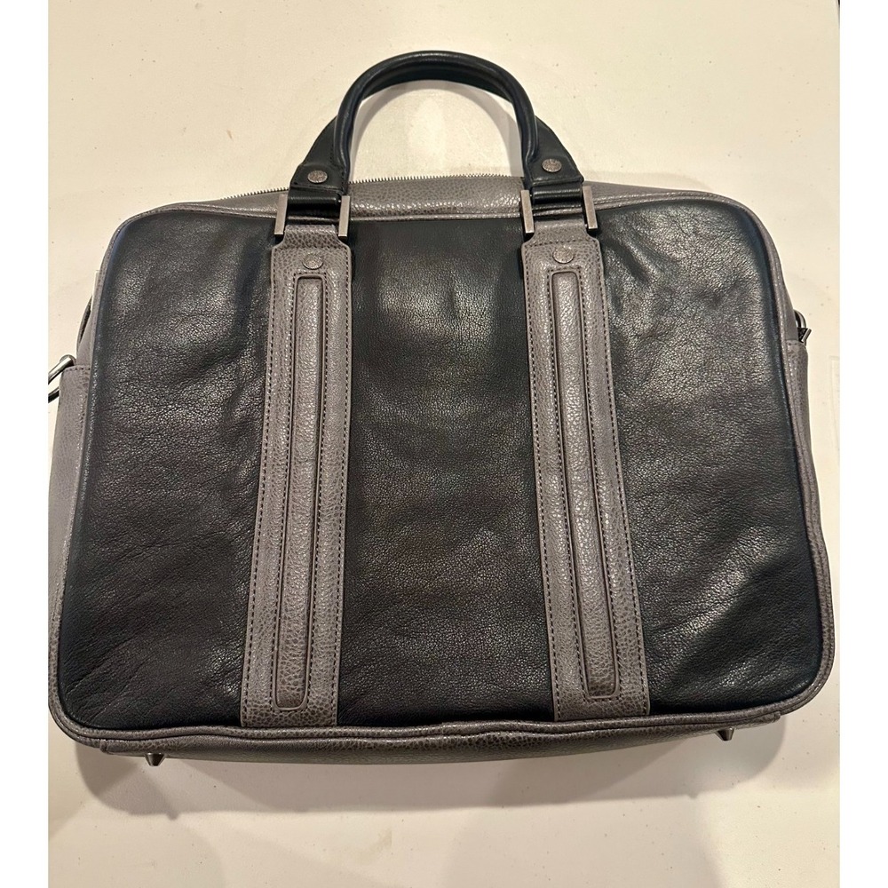 Robert Graham Black & Gray Briefcase Laptop Bag with Cityscape Lining Designer - Picture 2 of 6